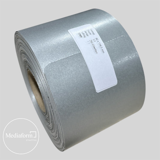 Hängeetiketten 80 x 134,5 mm silber mit Fadenlochung