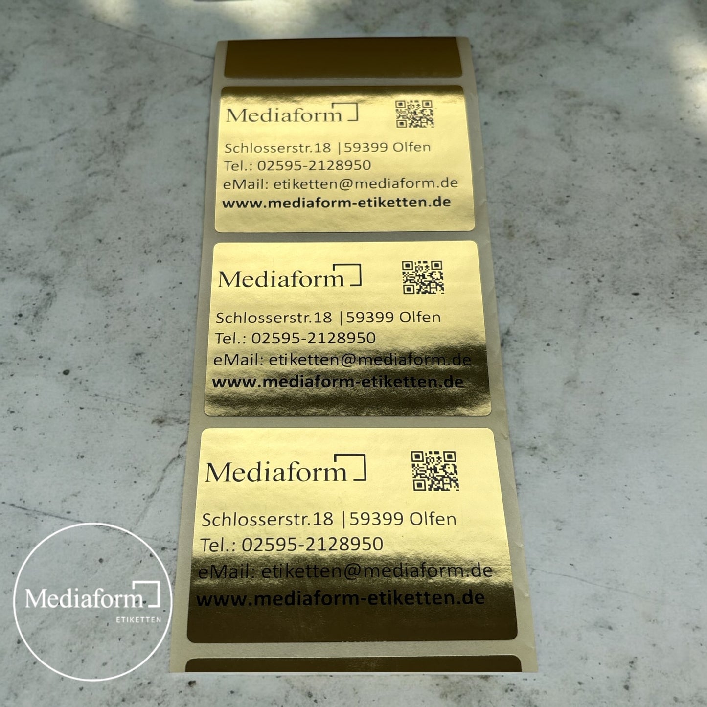 Etiketten auf Rolle 70x50mm gold glänzend