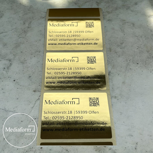 Etiketten auf Rolle 70x50mm gold glänzend