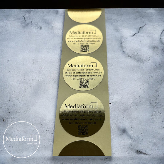Etiketten auf Rolle 35mm gold glänzend rund