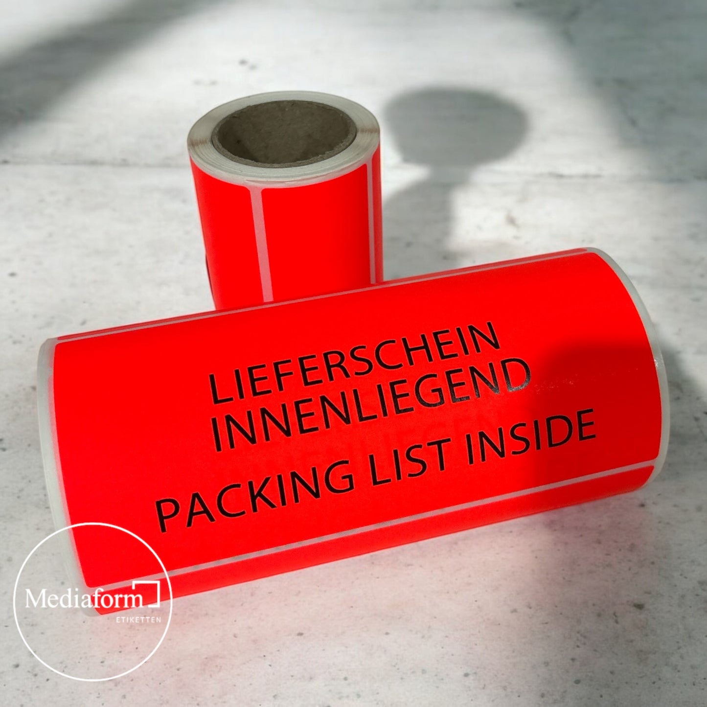 Etikett "Lieferschein innenliegend" 150x70mm neon rot