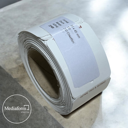 Hängeetiketten 45 x 35 mm weiß mit Loch und € Preis vorgedruckt