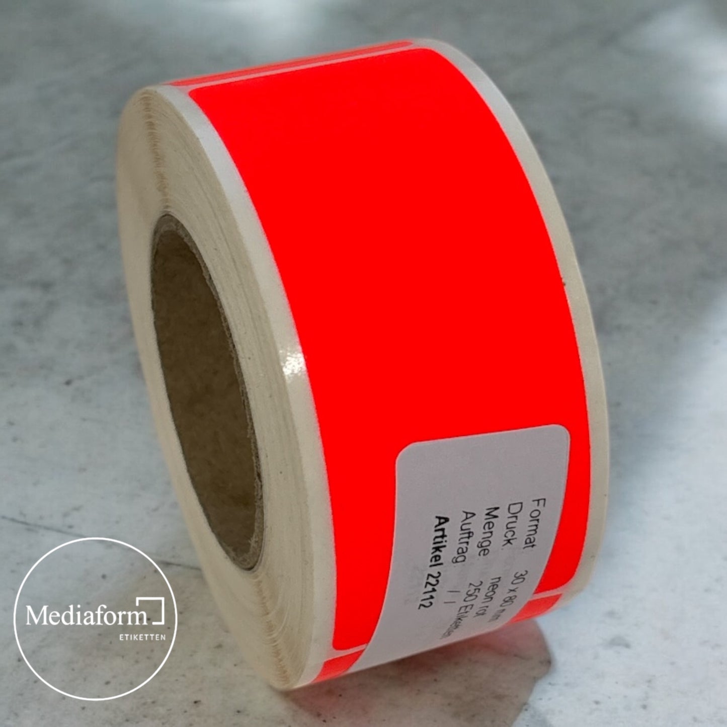 Etikett auf Rolle 80x30mm neon rot