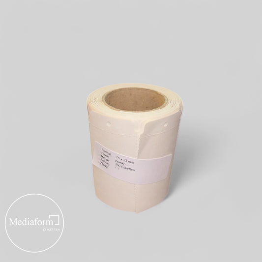 Hängeetiketten 75 x 33 mm matt weiß mit Loch und Preisabriss