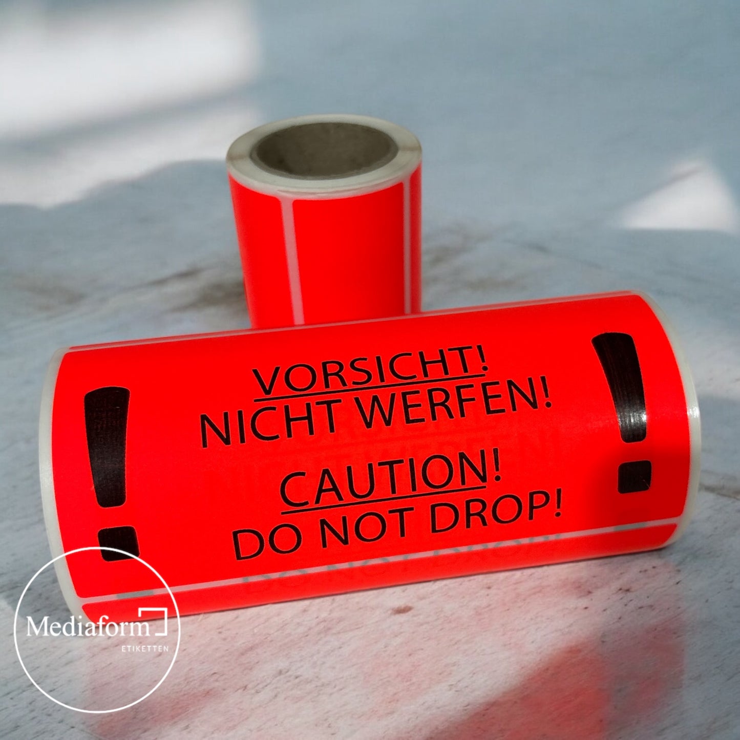 Etikett "Vorsicht nicht werfen" 150x70mm neon rot