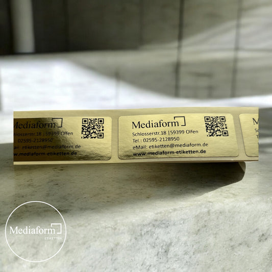 Etiketten auf Rolle 20x50mm gold glänzend