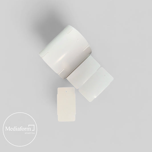 Hängeetiketten 70 x 33 mm glänzend weiß mit Loch und Preisabriss