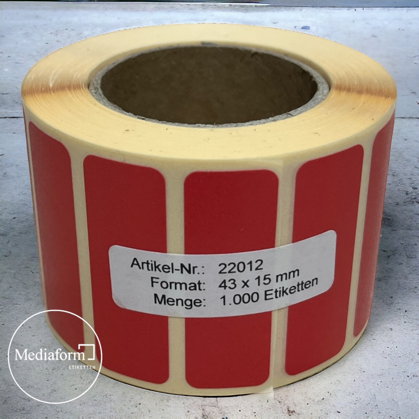 Etikett auf Rolle 43x15mm rot